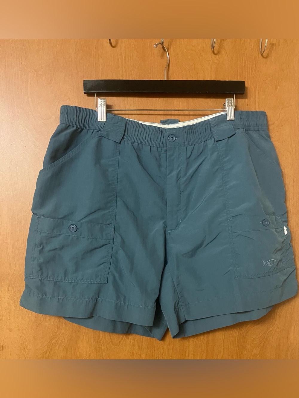 AFTCO Men's Blue Fishing Outdoor Nylon Cargo Utility Shorts Size 40 Vtg